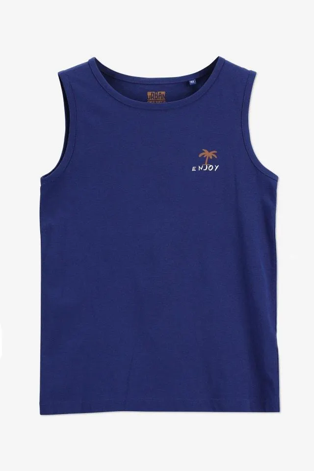Donkerblauwe tanktop Enjoy