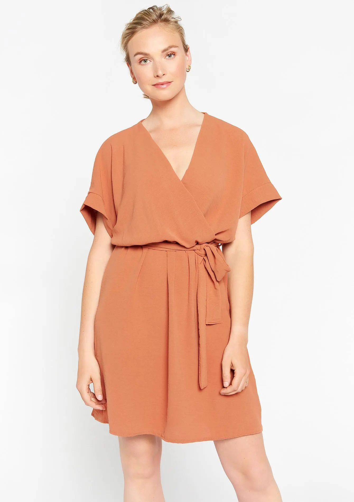 Wrap dress with tie-belt