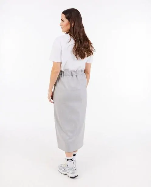 Grijze rok met krijtstreep