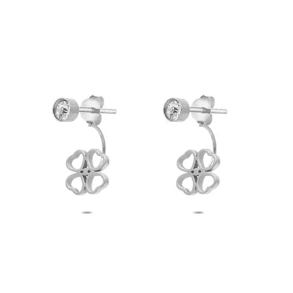 Oorbel in edelstaal, bloemvorm