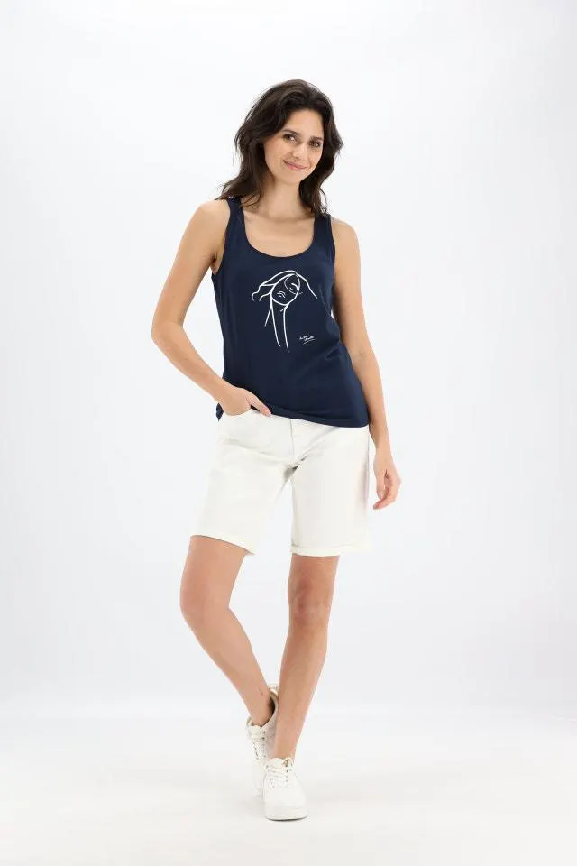 Marineblauwe top "La femme silhoutte"