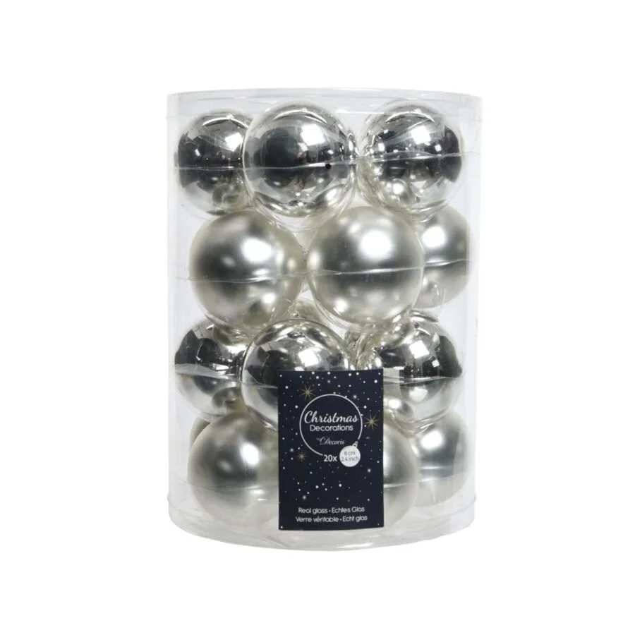 Decoris Kerstballen Mix Zilver Kunststof 20 Stuks Shiny-Matt