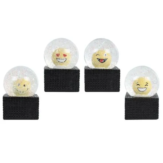 Sneeuwbol "smile" Geel 5x5x6,5cm Assortiment