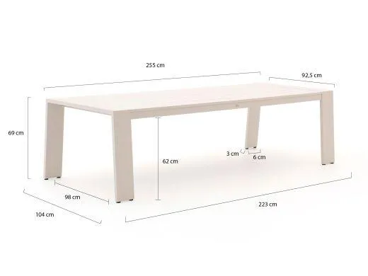 Bellagio Vinadio 255cm low dining tuinset 7-delig