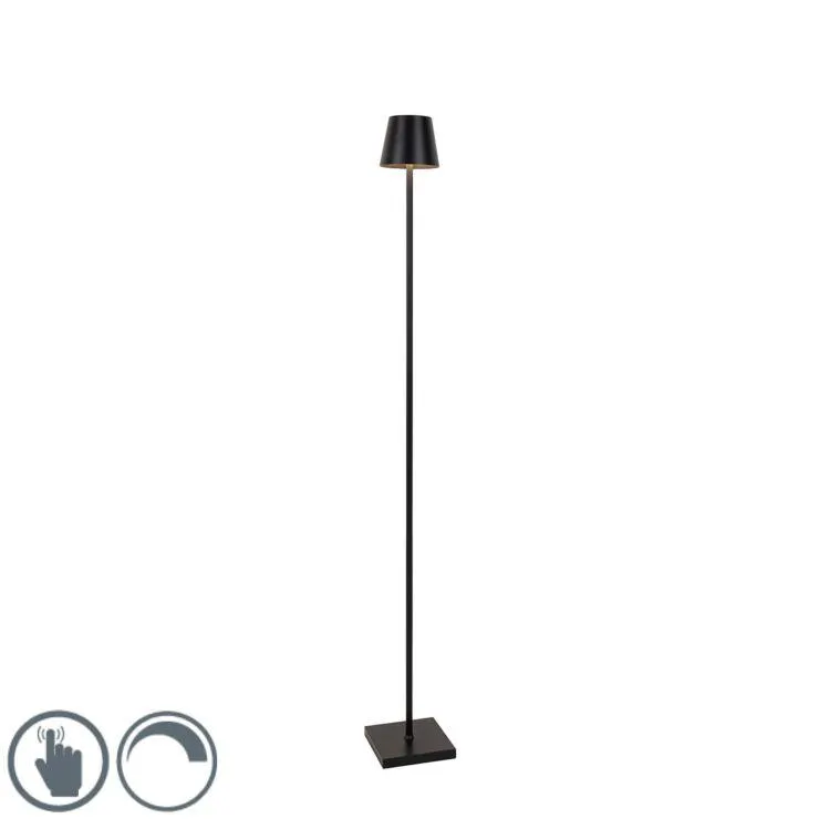 Buiten vloerlamp zwart incl. LED en dimmer oplaadbaar - Jackson