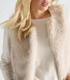 Beige bodywarmer in faux fur