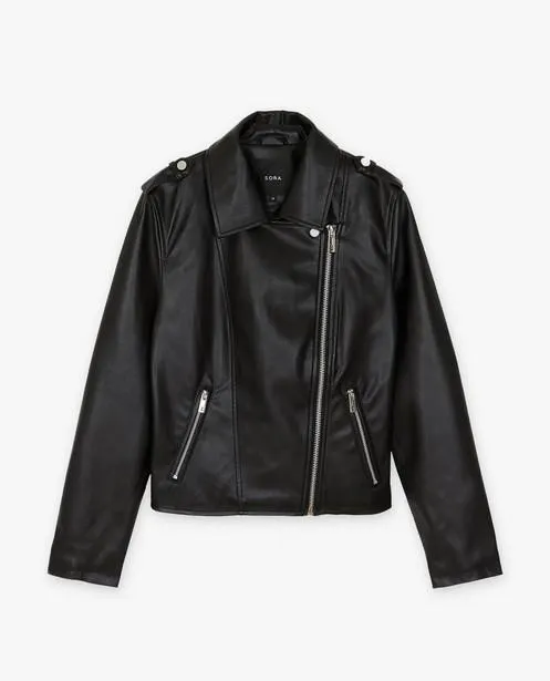 Jas met faux leather look