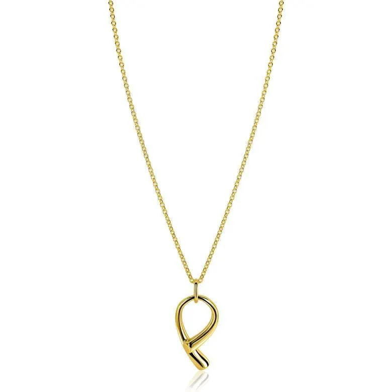 ZINZI goldplated zilveren ketting 45cm met grote sierlijke hanger 40mm ZIC2786G