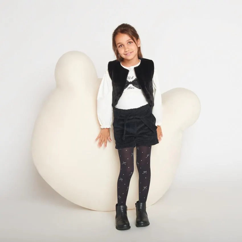 Gilet polaire sans manches uni en fausse-fourrure pour fille