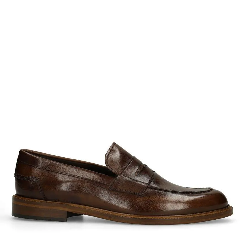 Bruine leren Loafers