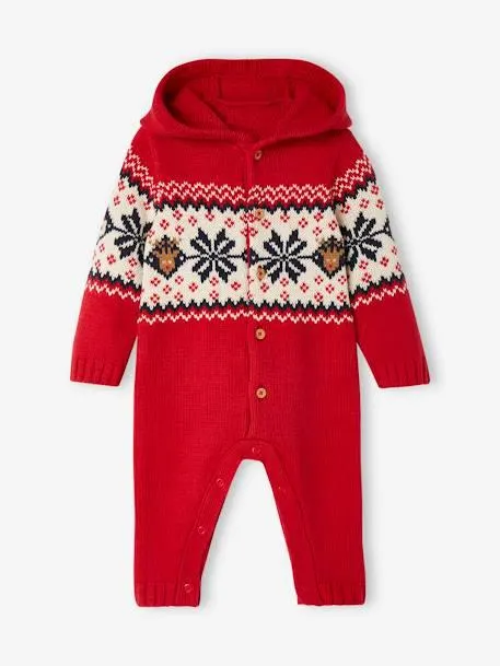 Combinaison jacquard de Noël bébé collection capsule famille - rouge