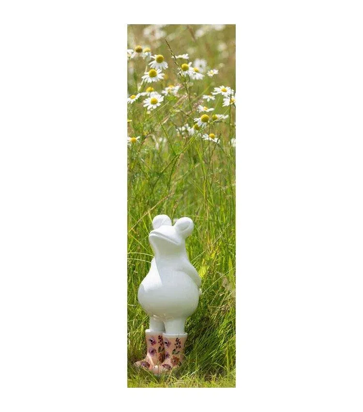 Kikker met laarzen bloemen oranje 14x10x26.3 cm