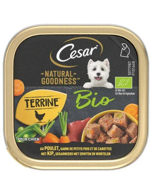 Cesar Natural Goodness Organic - Hondenvoer - Kip 16x100 g