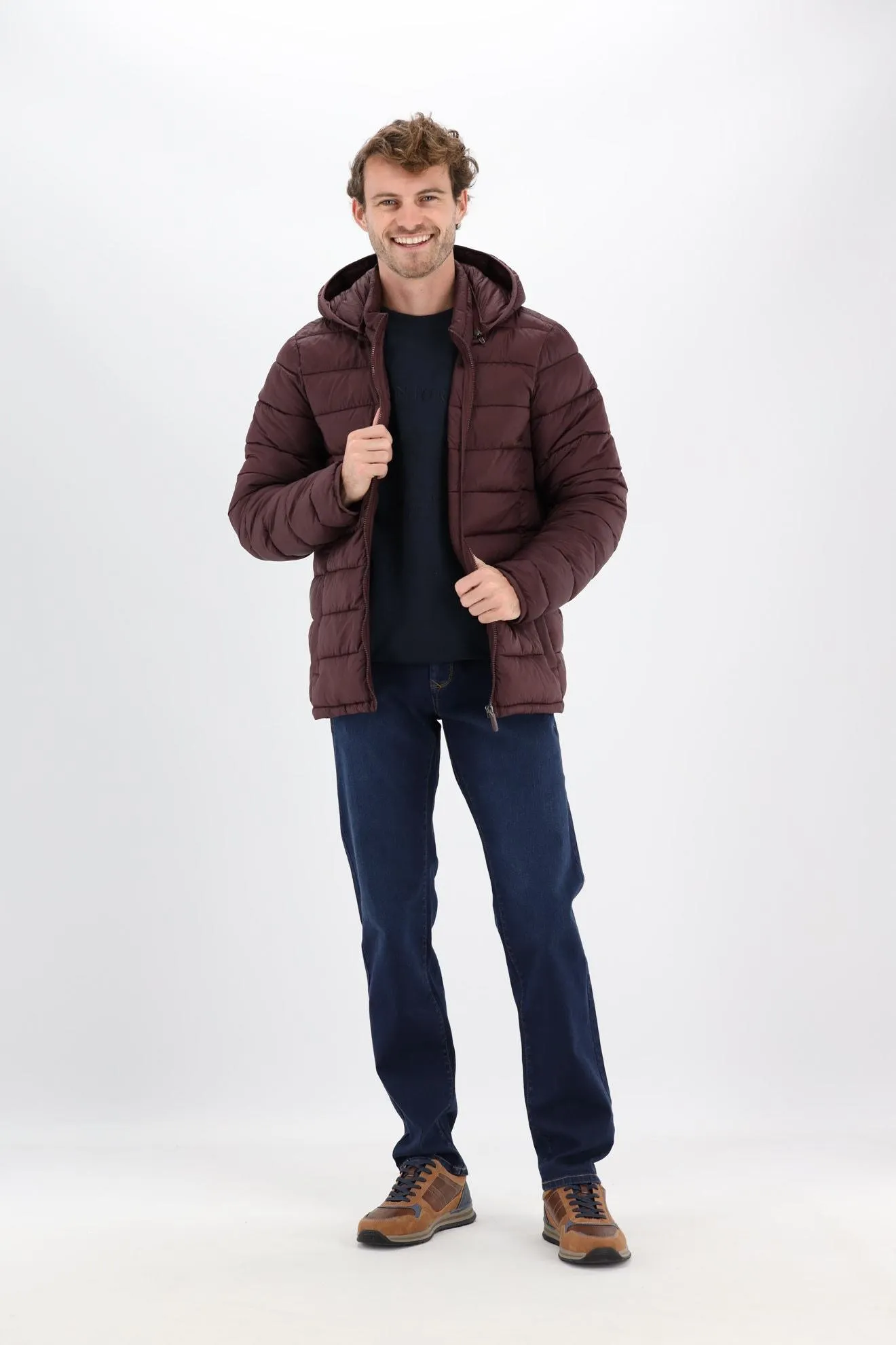 Bordeaux puffer jacket met kap