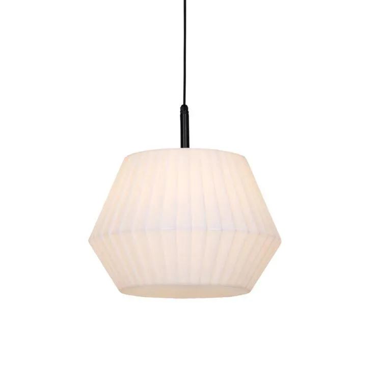 Buiten hanglamp zwart met witte kap 45,6 cm IP44 - Robbert