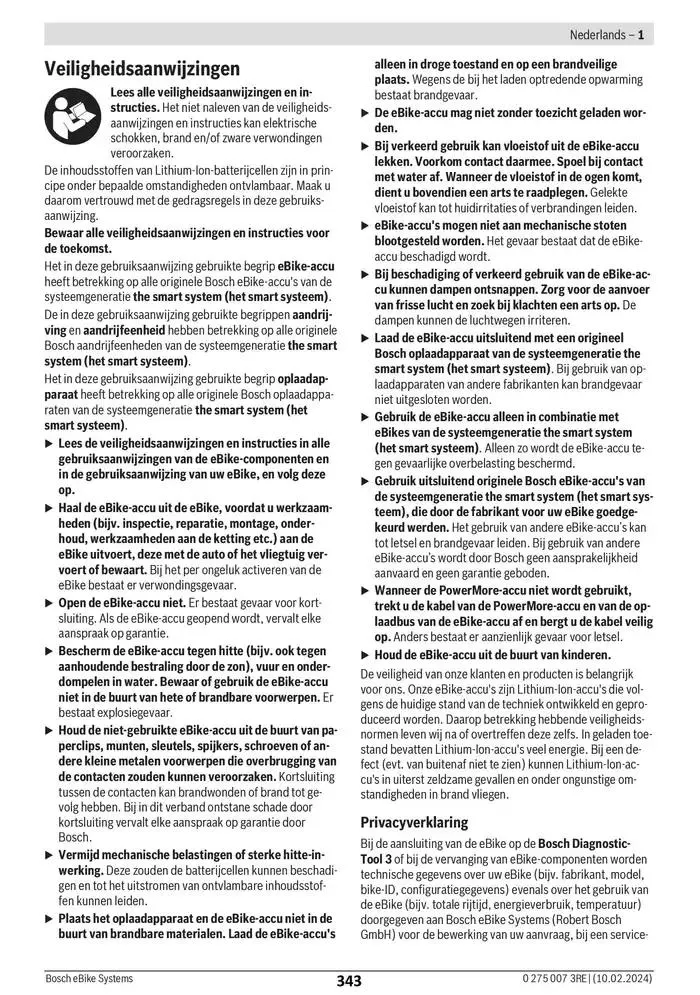 Electric Bike Manual van 12 februari tot 12 augustus 2025 - folder pagina 343