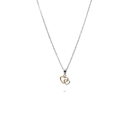 Halsketting in edelstaal, hartjes