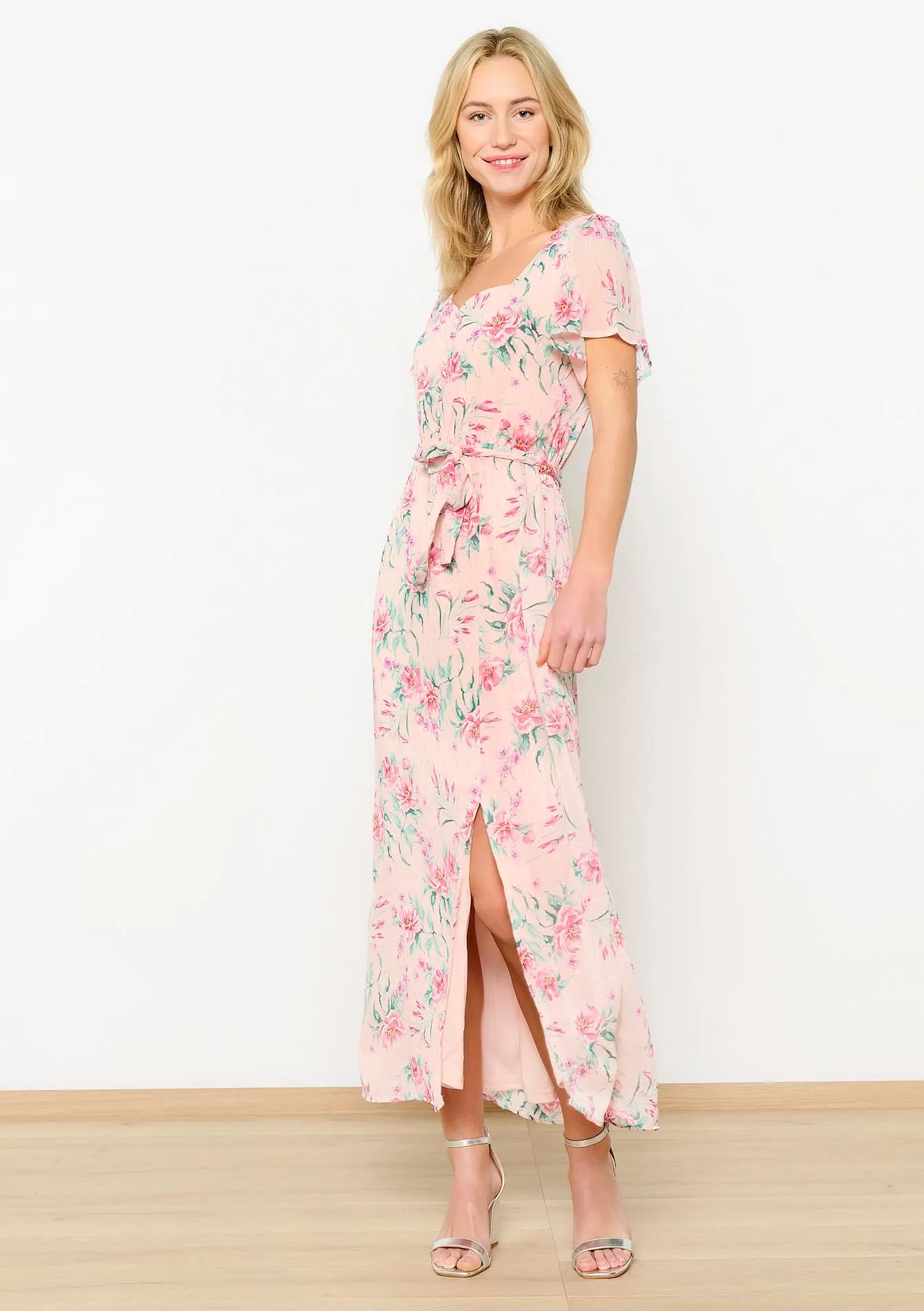 Maxi dress with lurex flowers