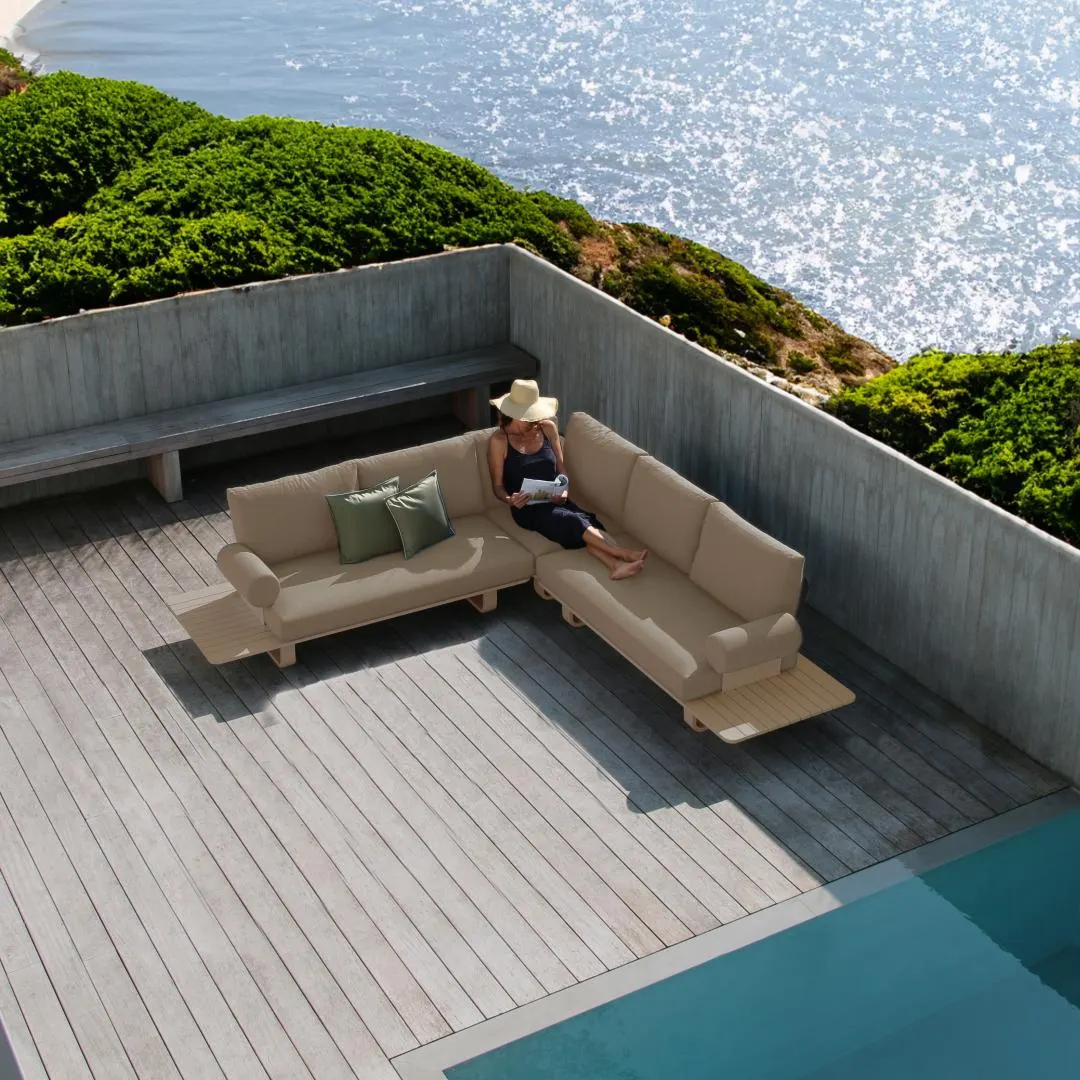 Miami loungeset in beige aluminium met all-weather kussens