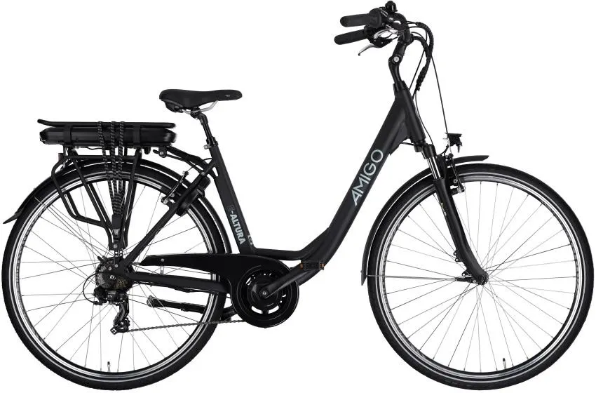 AMIGO E-Altura D2 28 Inch Dames 7V V-Brakes Matzwart