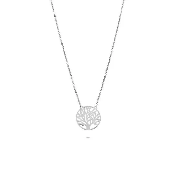 Halsketting in edelstaal, boom van leven