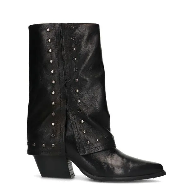 Zwarte leren laarzen met studs