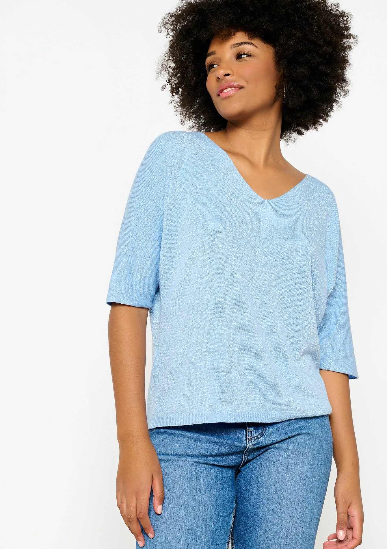 Fine-knit pullover with lurex