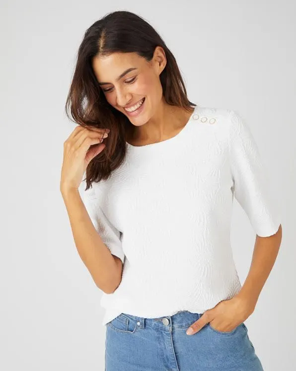 T-shirt in jacquardtricot met reliëf