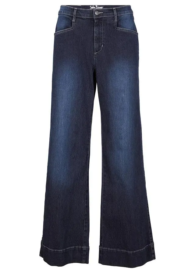 Jean large taille mi-haute, extensible