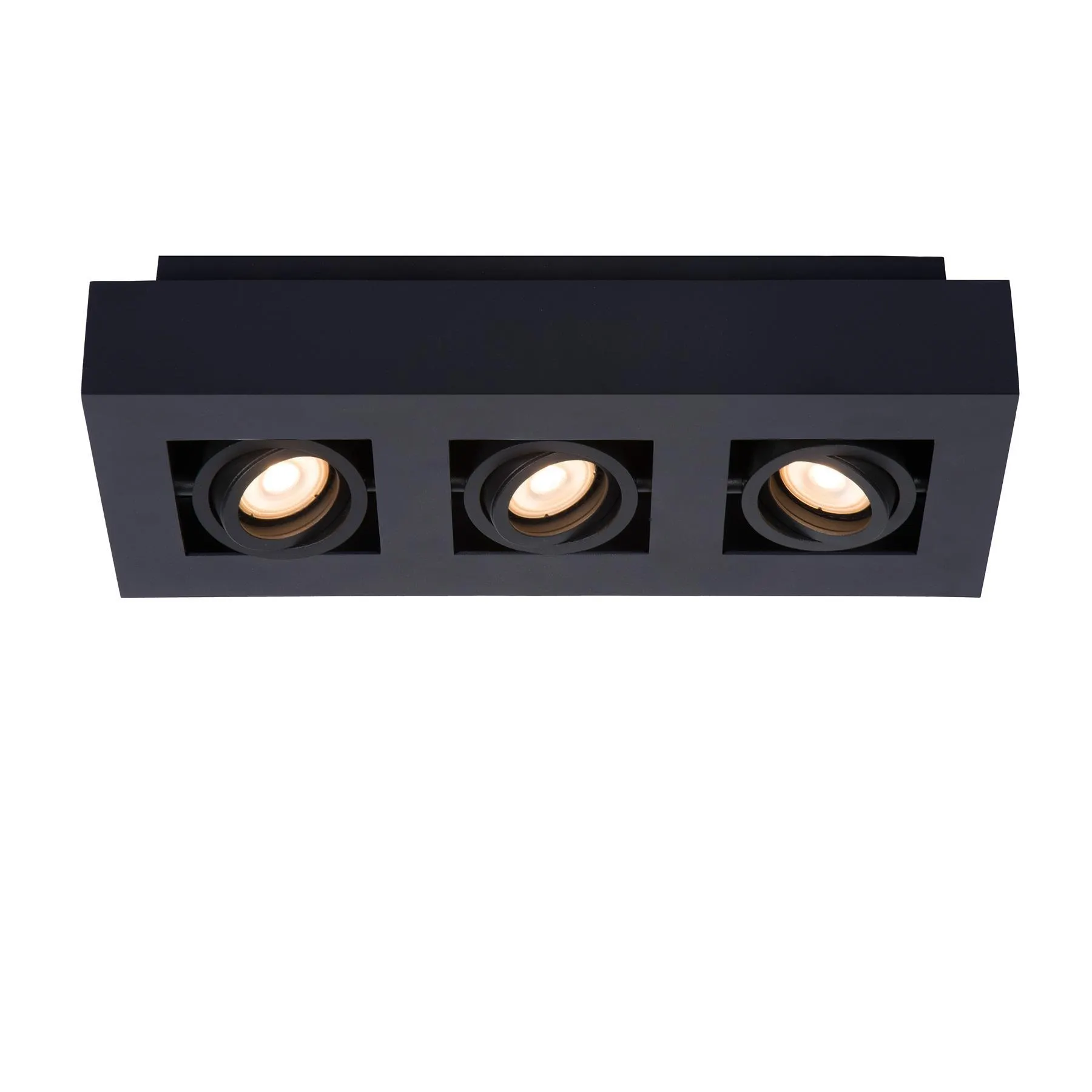 Lucide XIRAX - Plafondspot - LED Dim to warm - GU10 - 3x5W 2200K/3000K - Zwart