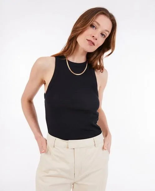 Zwarte top met fijne rib
