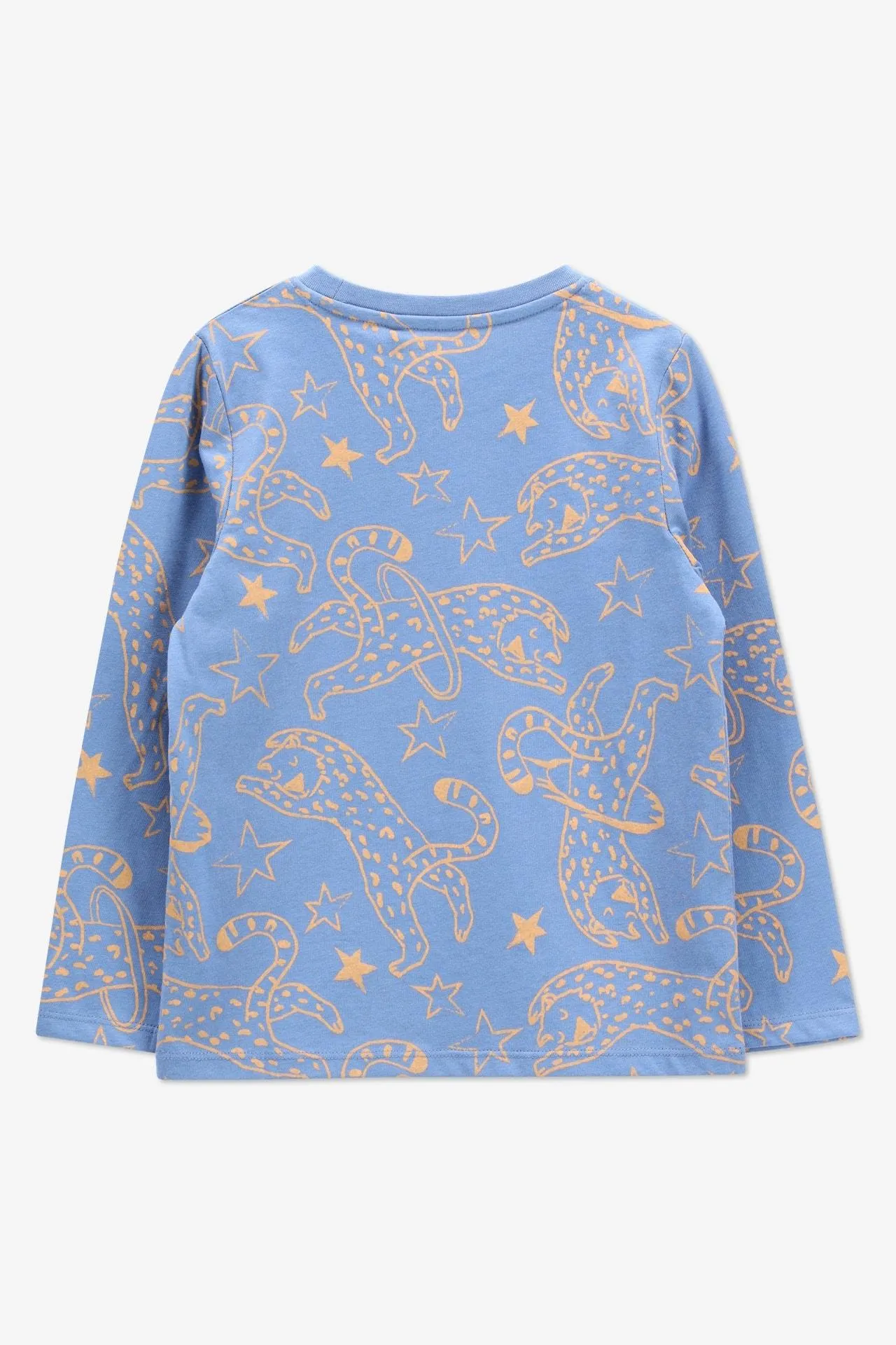 Blauw T-shirt lange mouw met circusprint