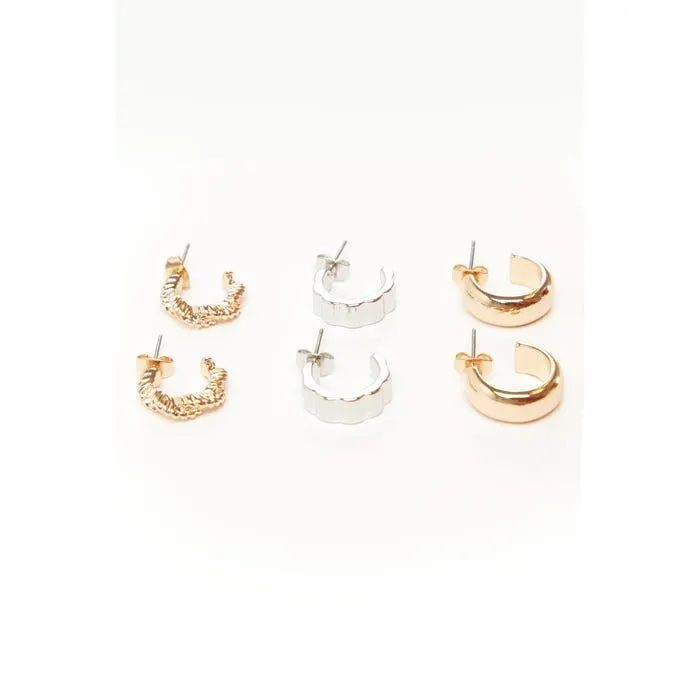 Set 3 paar oorbellen hoops mini