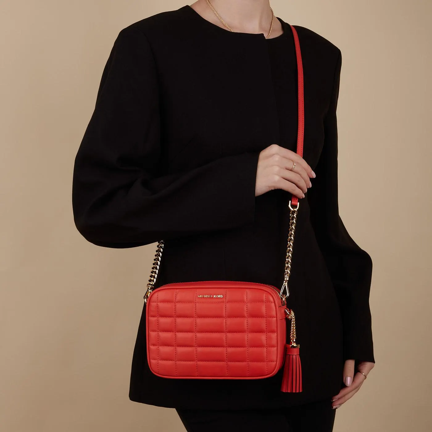 Jet Set Rode Kalfsleren Crossbody Tas 32R4GJ6M8L-886