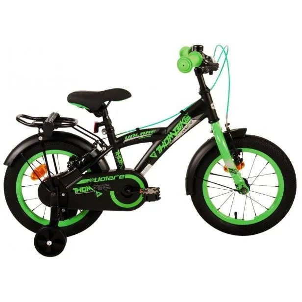 Volare Thombike Kinderfiets - Jongens - 14 inch - Zwart Groen - Twee Handremmen