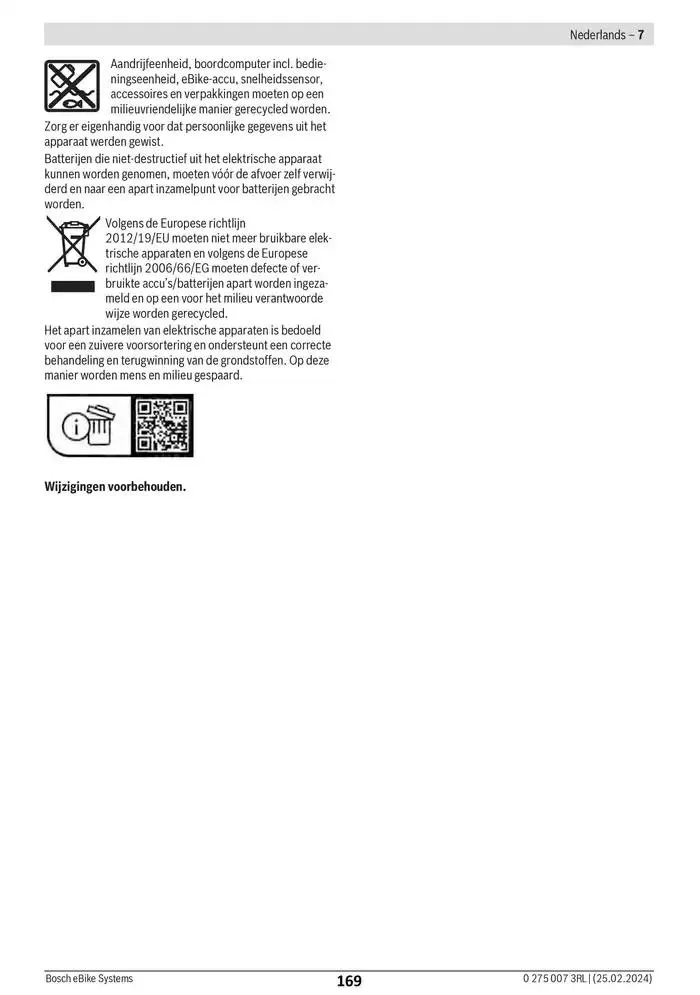 Electric Bike Manual van 12 februari tot 12 augustus 2025 - folder pagina 169