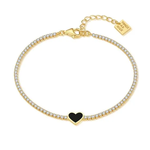 Armband in Zilver, hartje met zirkonia