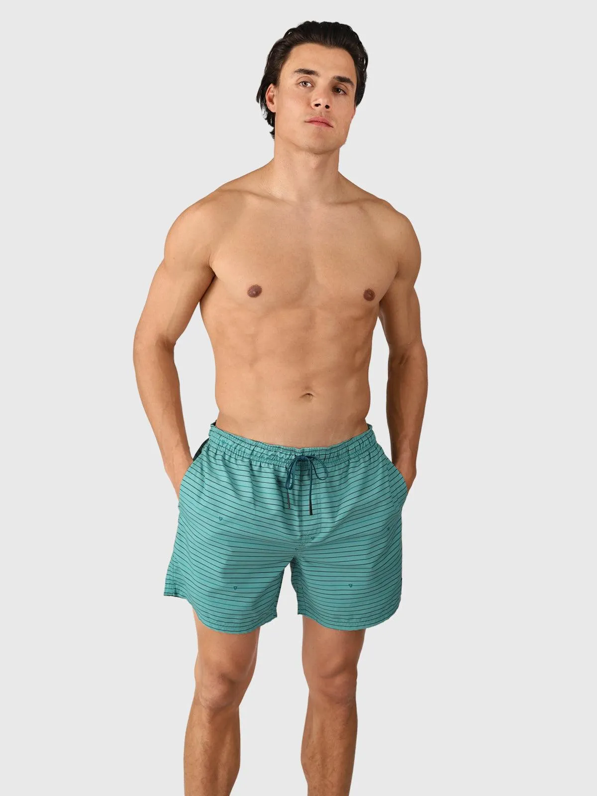 Cester-Stripe Men Swim Shorts | Bottle Green