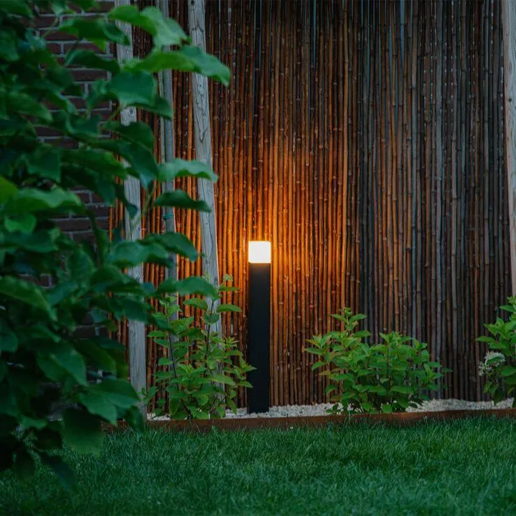 Staande buitenlamp zwart met opaal witte kap 70 cm - Denmark