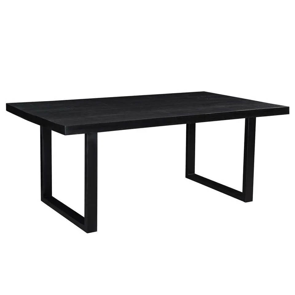 Livingfurn - Zwart Eetkamertafel Kala - U-Poot - Mangohout - 240 cm