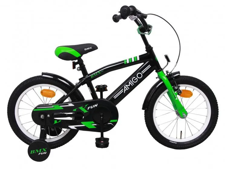 AMIGO BMX Fun 16 Inch Jongens Terugtraprem Groen/Matzwart