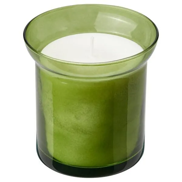 Scented candle in glass, Fresh grass/light green,