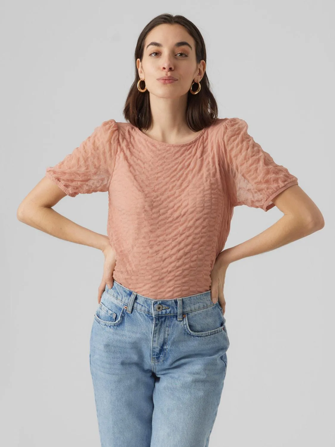 Regular fit O-hals Normale mouwen Top