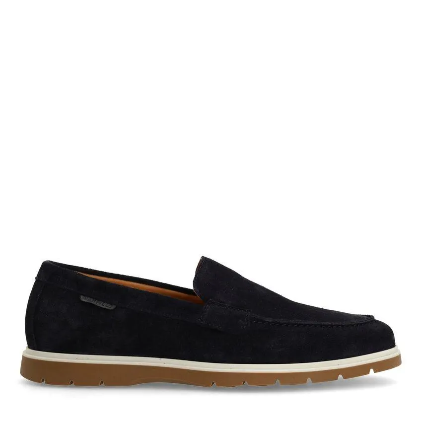 Donkerblauwe suède loafers