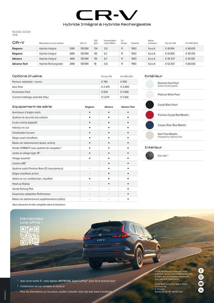 Honda CR-V e:HEV & e:PHEV — Liste de prix- van 16 februari tot 16 februari 2025 - folder pagina 2