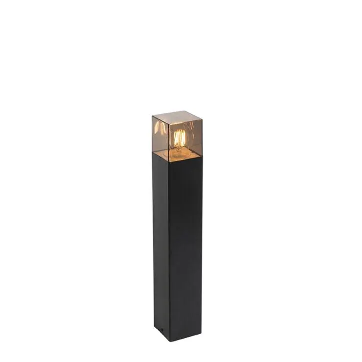 Staande buitenlamp zwart 50 cm IP44 met smoke glass effect - Denmark