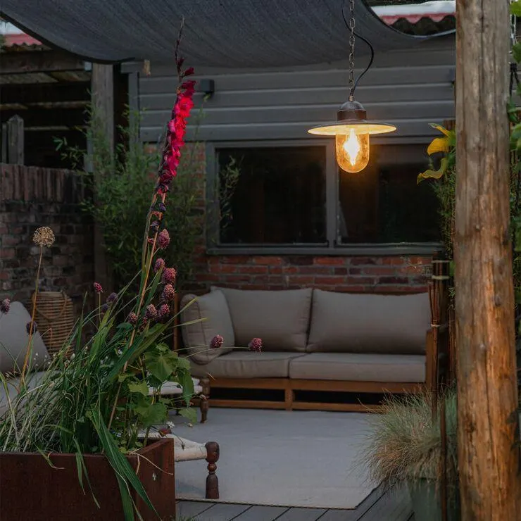 Landelijke buiten hanglamp antiek goud IP44 - Kansas