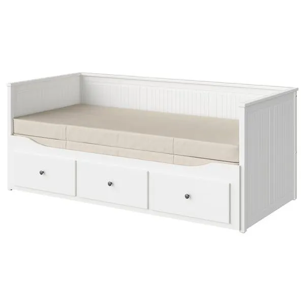 Day-bed w 3 drawers/2 mattresses, white/Vannareid firm,