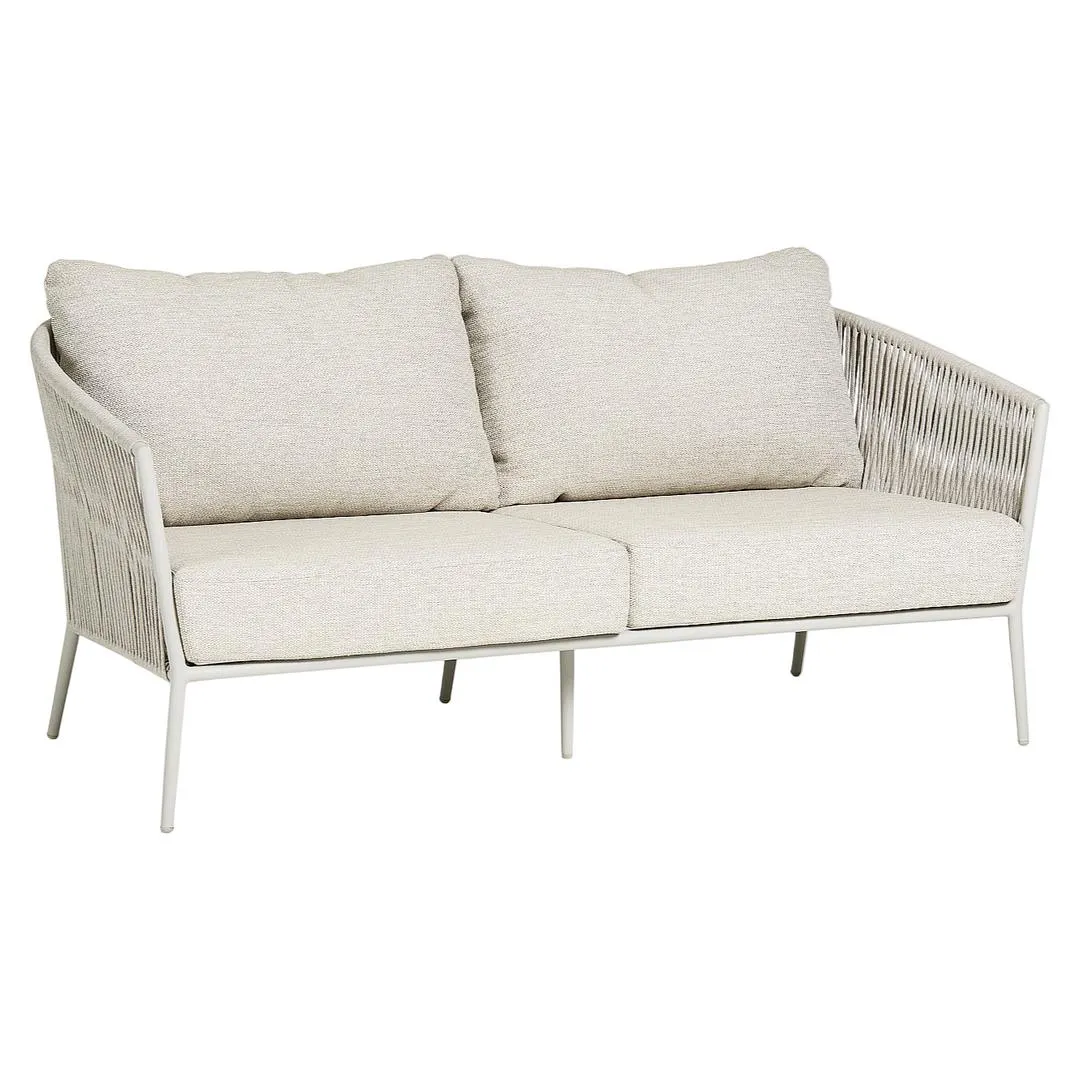 Fortuna 2.5-zit loungbank in dune aluminium en all-weather kussens