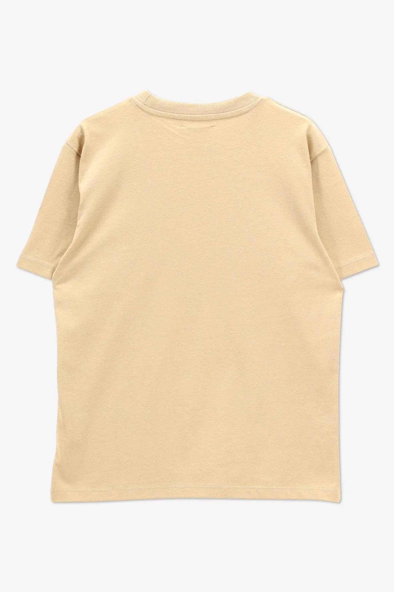 Beige T-shirt met klein borstprint